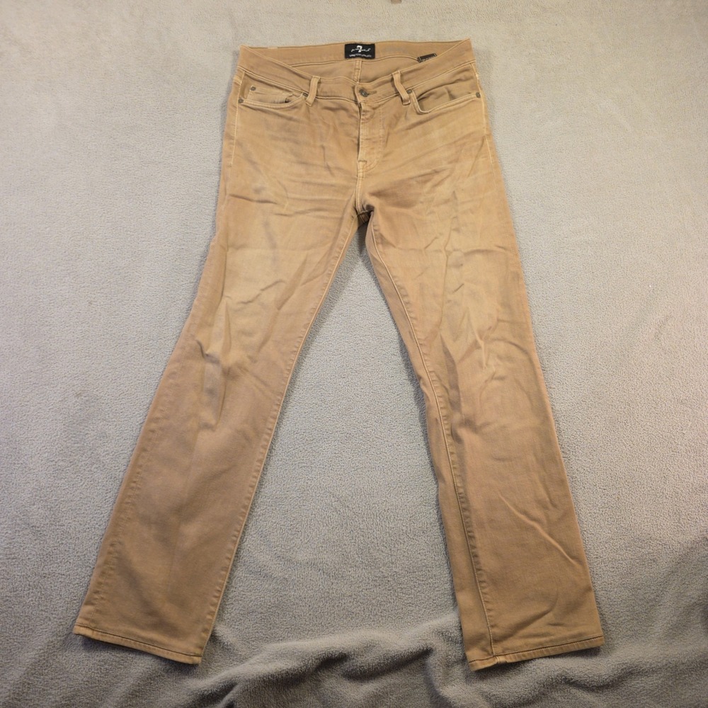7 For All Mankind Jeans Mens 32x29 (Fits 34x29) Tan Slimmy Luxe Performance